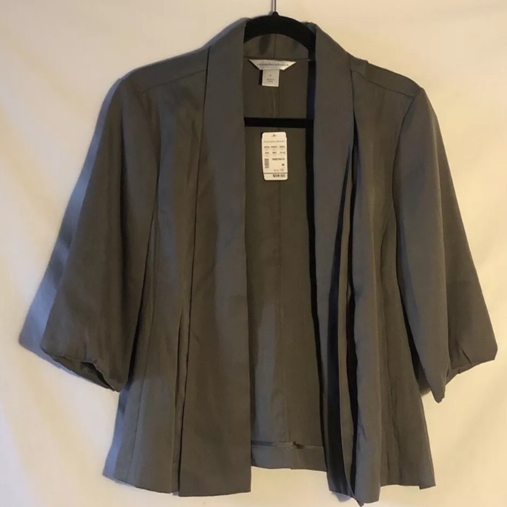 Women's NWT Christopher & Banks Med Lightweight Sage Green 3/4 Sleeve Cardigan